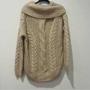 Moon & Madison Beige Cable Knit Turtleneck Sweater